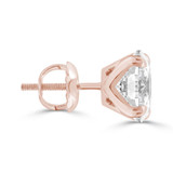 Solitaire Round Diamond 4-Prong Single Mens Stud Earring in 14K Rose Gold with Screwback (MVSE1008-R)