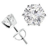 Round Lab Created Diamond 6-Prong Stud Earrings in 14K White Gold with Screwback (MVSE2003-W)