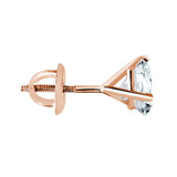 Round Lab Created Diamond 3-Prong Single Mens Martini Stud Earring in 14K Rose Gold with Screwback (MVSE3004-R)