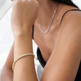 Round Lab Created Diamond 4-Prong Tennis Bracelet in 14K Yellow Gold (MVSTB001-Y)