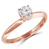 Round Lab Created Diamond Knife Edge Solitaire Engagement Ring in Rose Gold (MVSS1002-R)