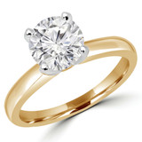 Round Lab Created Diamond Solitaire Engagement Ring in Yellow Gold (MVSS1016-Y)
