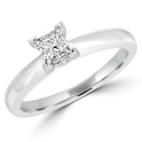 Princess Lab Created Diamond V Prong Solitaire Engagement Ring in White Gold (MVSS1017-W)