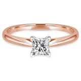 Princess Lab Created Diamond Solitaire Engagement Ring in Rose Gold (MVSS1019-R)
