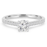 Round Lab Created Diamond Solitaire with Accents Engagement Ring in White Gold (MVSS1022-W)