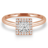 Princess Lab Created Diamond Square Halo Engagement Ring in Rose Gold (MVSS1024-R)