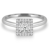 Princess Lab Created Diamond Square Halo Engagement Ring in White Gold (MVSS1024-W)