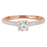 Round Lab Created Diamond Solitaire with Accents Engagement Ring in Rose Gold (MVSS1025-R)