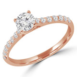 Round Lab Created Diamond Solitaire with Accents Engagement Ring in Rose Gold (MVSS1025-R)