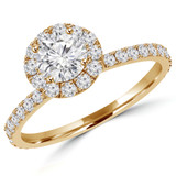 Round Lab Created Diamond High Set Round Halo Engagement Ring in Yellow Gold (MVSS1036-Y)