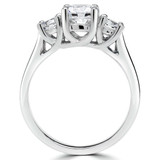 Round Lab Created Diamond Three-Stone Engagement Ring in White Gold (MVSX1001-W)
