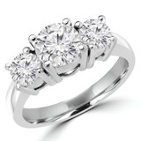 Round Lab Created Diamond Three-Stone Engagement Ring in White Gold (MVSX1003-W)