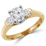 Round Lab Created Diamond Three-Stone Engagement Ring in Yellow Gold (MVSX1004-Y)
