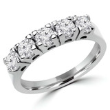 Round Lab Created Diamond Five-Stone Anniversary Wedding Band Ring in White Gold (MVSX1005-W)