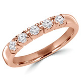 Round Lab Created Diamond Five-Stone Anniversary Wedding Band Ring in Rose Gold (MVSX1006-R)