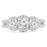 Round Lab Created Diamond Halo Three-Stone Engagement Ring in White Gold with Accents (MVSX1017-W)