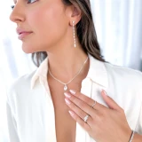 Round Lab Created Diamond Three-Stone Engagement Ring in White Gold (MVSX1018-W)