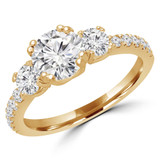 Round Lab Created Diamond Three-Stone Engagement Ring in Yellow Gold with Accents (MVSX1022-Y)