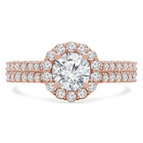 Round Lab Created Diamond Two Row Halo Engagement Ring in Rose Gold (MVSX1024-R)