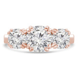 Round Lab Created Diamond Vintage Double-prong Three-Stone Engagement Ring in Rose Gold (MVSX1025-R)