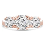 Round Lab Created Diamond Vintage Double-prong Three-Stone Engagement Ring in Rose Gold (MVSX1025-R)