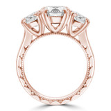 Round Lab Created Diamond Vintage Double-prong Three-Stone Engagement Ring in Rose Gold (MVSX1025-R)
