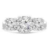 Round Lab Created Diamond Vintage Double-prong Three-Stone Engagement Ring in White Gold (MVSX1025-W)