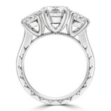 Round Lab Created Diamond Vintage Double-prong Three-Stone Engagement Ring in White Gold (MVSX1025-W)