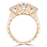 Round Lab Created Diamond Vintage Double-prong Three-Stone Engagement Ring in Yellow Gold (MVSX1025-Y)