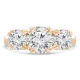 Round Lab Created Diamond Vintage Double-prong Three-Stone Engagement Ring in Yellow Gold (MVSX1025-Y)