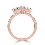Emerald Lab Created Diamond Toi et Moi Engagement Ring in Rose Gold (MVSX1026-R)