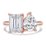 Emerald Lab Created Diamond Toi et Moi Engagement Ring in Rose Gold (MVSX1026-R)