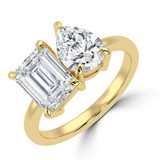 Emerald Lab Created Diamond Toi et Moi Engagement Ring in Yellow Gold (MVSX1026-Y)