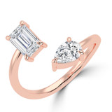 Emerald Lab Created Diamond Toi et Moi Engagement Ring in Rose Gold (MVSX1027-R)