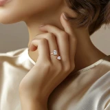 Emerald Lab Created Diamond Toi et Moi Engagement Ring in Rose Gold (MVSX1027-R)