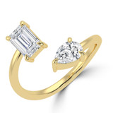Emerald Lab Created Diamond Toi et Moi Engagement Ring in Yellow Gold (MVSX1027-Y)
