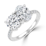 Round Lab Created Diamond with Accents Toi et Moi Engagement Ring in White Gold (MVSX1028-W)