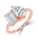 Emerald Lab Created Diamond Toi et Moi Solitaire with Accents Engagement Ring in Rose Gold (MVSX1031-R)