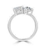Emerald Lab Created Diamond Toi et Moi Solitaire with Accents Engagement Ring in White Gold (MVSX1031-W)