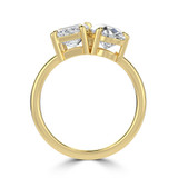 Emerald Lab Created Diamond Toi et Moi Solitaire with Accents Engagement Ring in Yellow Gold (MVSX1031-Y)