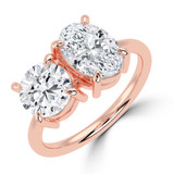 Round Lab Created Diamond Toi et Moi Solitaire with Accents Engagement Ring in Rose Gold (MVSX1032-R)