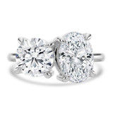Round Lab Created Diamond Toi et Moi Solitaire with Accents Engagement Ring in White Gold (MVSX1032-W)