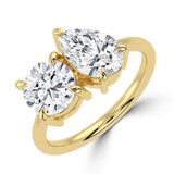 Round Lab Created Diamond Toi et Moi Solitaire with Accents Engagement Ring in Yellow Gold (MVSX1033-Y)