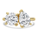 Round Lab Created Diamond Toi et Moi Solitaire with Accents Engagement Ring in Yellow Gold (MVSX1033-Y)