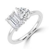 Emerald Lab Created Diamond Toi  et Moi Engagement Ring in White Gold (MVSX1034-W)
