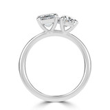 Emerald Lab Created Diamond Toi  et Moi Engagement Ring in White Gold (MVSX1034-W)