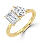 Emerald Lab Created Diamond Toi  et Moi Engagement Ring in Yellow Gold (MVSX1034-Y)