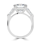 Emerald Lab Created Diamond with Baguette Sidestones Three-Stone Engagement Ring in White Gold (MVSX1036-W)
