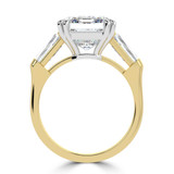 Emerald Lab Created Diamond with Baguette Sidestones Three-Stone Engagement Ring in Yellow Gold & White Gold (MVSX1036-Y)