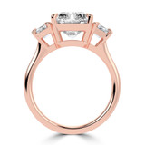 Radiant Lab Created Diamond with Baguette Sidestones Three-Stone Engagement Ring in Rose Gold (MVSX1037-R)